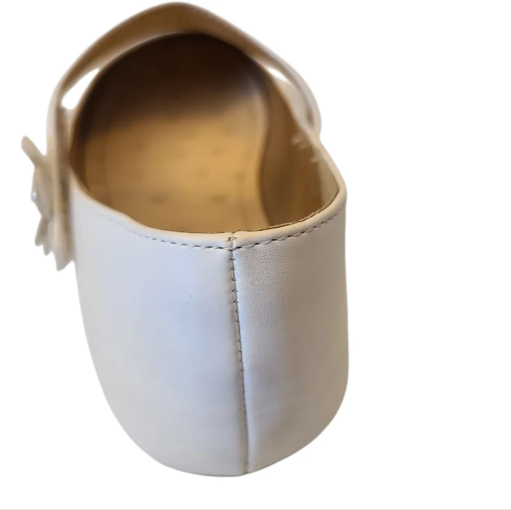 Pandaninjia Shoes White Girls Leather Mary Janes With Flower Sz 6 - Picture 4 of 11